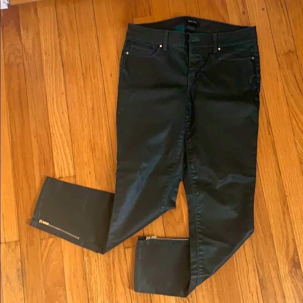 WHBM deep green coated skimmer jeans
